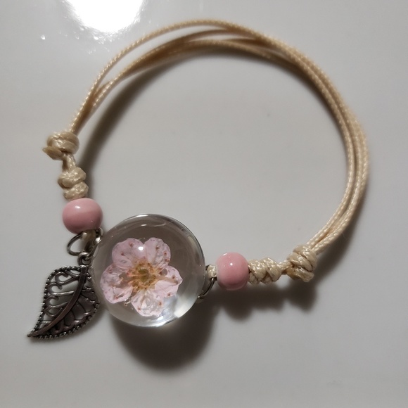 Cherry Blossom Real Flower Charm Bracelet NEW - Picture 4 of 6